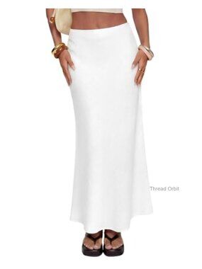 LINEN MAXI SKIRT HIGH WAISTED A-LINE LONG SKIRT FOR WOMEN